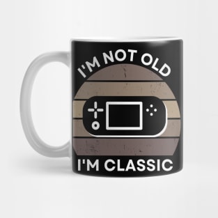 I'm not old, I'm Classic | Handheld Console | Retro Hardware | Vintage Sunset | Sepia | '80s '90s Video Gaming Mug